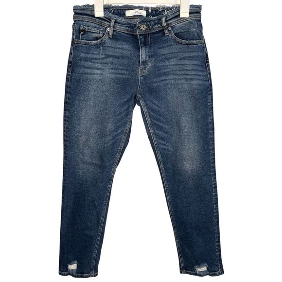 KanCan Mid-Rise Blue Denim Wash Relax Light Distressed Women Jeans Sz 9/28 - Picture 1 of 10